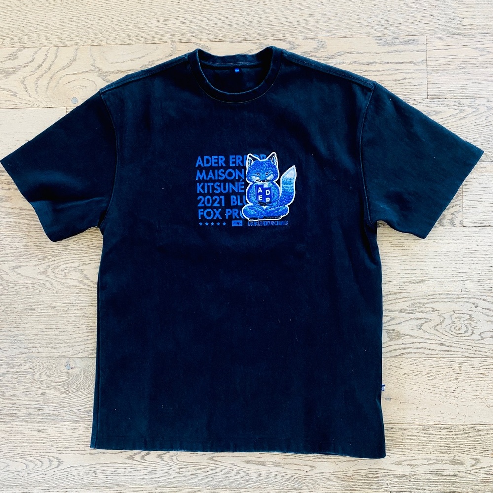 ADER ERROR x MAISON KITSUNÉ FW 2021 Meditation Fox designer T-shirt Size A2